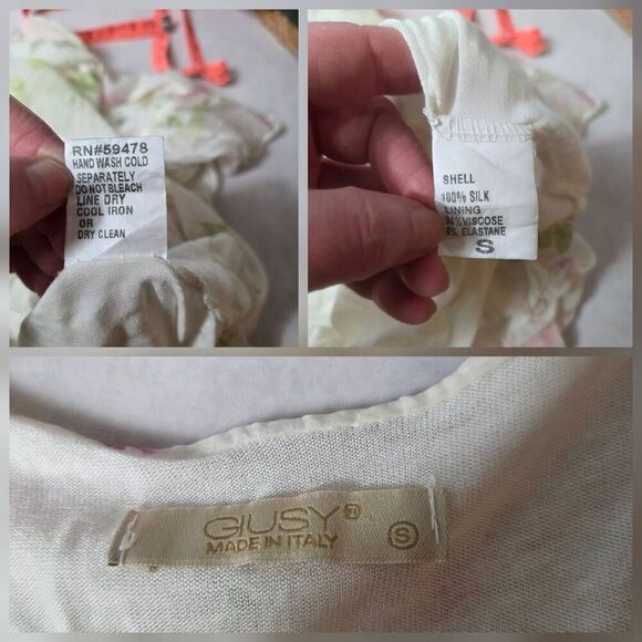 Giusy Italy 100% Silk V-Neck Flutter Sleeve Ethereal Floral Fairycore Top Sz. S - Picture 4 of 8